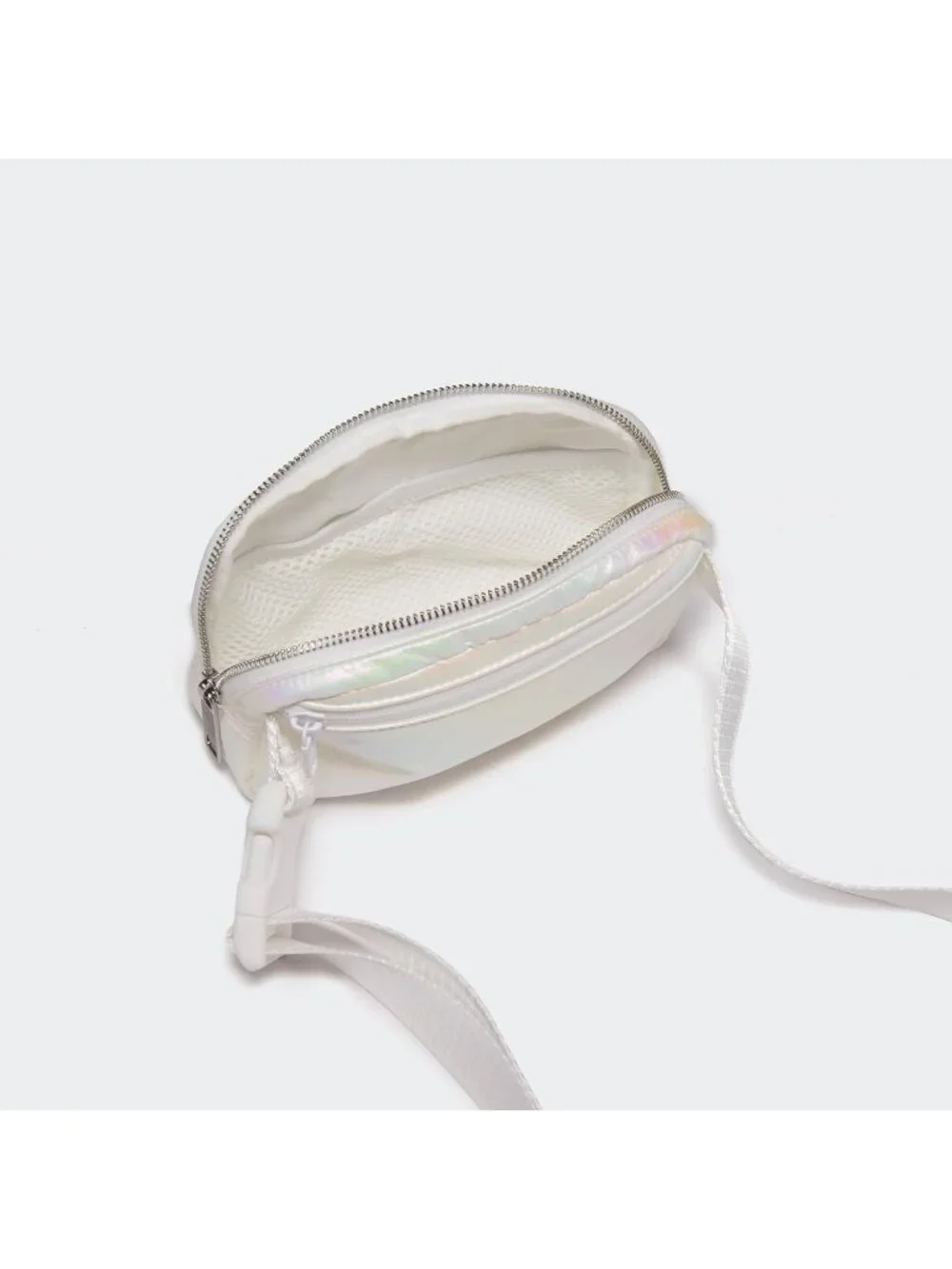 Men's Iridescent Crossbody Belt Bag Wide Zipper Adjustable Strap 3-Pockets